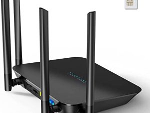 [Upgraded] Dionlink 4G LTE Router with Sim Card Slot Unlocked Modem | Support T-Mobile and AT&T | 4-Antenna Mobile Hotspot 300Mbps Wireless WiFi Router | Connect up to 32 Devices (Black)