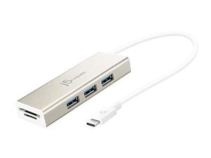 j5create USB 3.1 Type-C Port with SD/Micro SD Card Reader JCH347Adapter Dongle with 3 USB 3.1/3.0/2.0 Ports