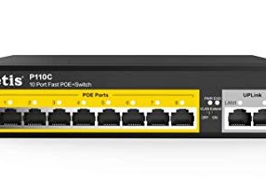 Netis P110C 8 POE+2 Uplink 100M Standard Fast Ethernet POE/ POE+ Switch with Plug and Play | IEEE 802.3at/af Compliant Powered Devices (PDs) with Auto MDI/MDIX Function | POE Power Budget of 120 W