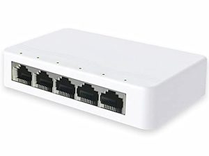 Yankok 5 Port Gigabit Ethernet Switch 10/100 Mbps Desktop Ethernet Splitter 4 Port Device Hub and 1 Port Router Internet Connect Unmanaged Unshielded White Plug and Play with Power Adapter