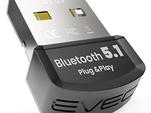 EVEO Bluetooth Adapter for PC 5.1 - Bluetooth Dongle 5.1 Adapter for Windows 10 Only (Plug and Play) for Desktop