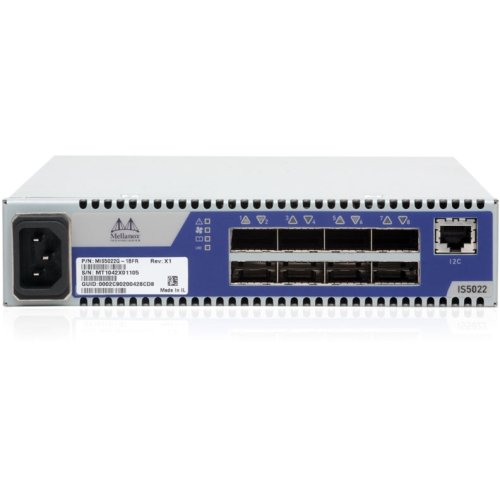 Mellanox Infiniscale Iv Is5022 Infiniband Switch . 40 Gbps . 8 Fiber Channel Ports . Manageable . Rack. Mountable "Product Type: San Devices/San Switches" Mellanox Infiniscale Iv Is5022 Infiniband Switch . 40 Gbps . 8 Fiber Channel Ports . Manageable . Rack. Mountable "Product Type: San Devices/San Switches"
