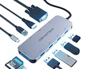 USB C Hub Multiport Adapter - iDriveTech 10 in 1. 4x USB Ports