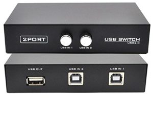 OLLGEN 2 Port USB 2.0 Sharing Manual Switch Box Hub 2 PCS Share 1 USB Device for Printer Scanner Camera Keyboard (2 Port)