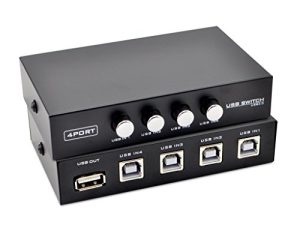 OLLGEN 4 Port USB 2.0 Sharing Manual Switch Box Hub 4 PCS Share Switcher 1 USB Device for Printer Scanner Camera Keyboard (4 Port)