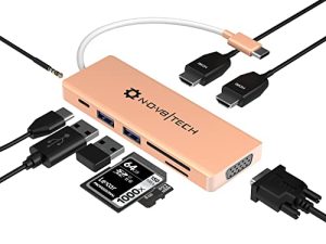 NOV8Tech Docking Station Gold USB C Hub for MacBook Air M1 2022 2021 2020 2019 2018